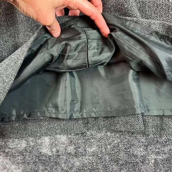 Vtg Eddie Bauer Wool Blend Herringbone Gray Shift Dress Women's 14P V-Neck - Picture 9 of 10